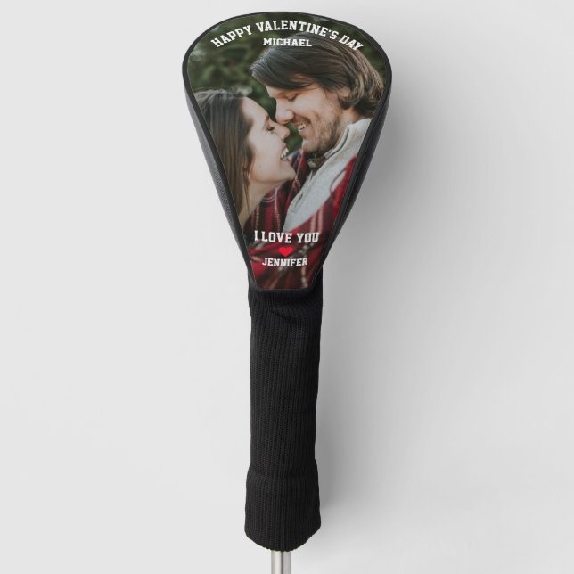 Happy Valentine's Day I love you Custom Photo Name Golf Head Cover (Front)