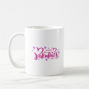 Happy Valentine's Day in Pink and Purple Coffee Mug