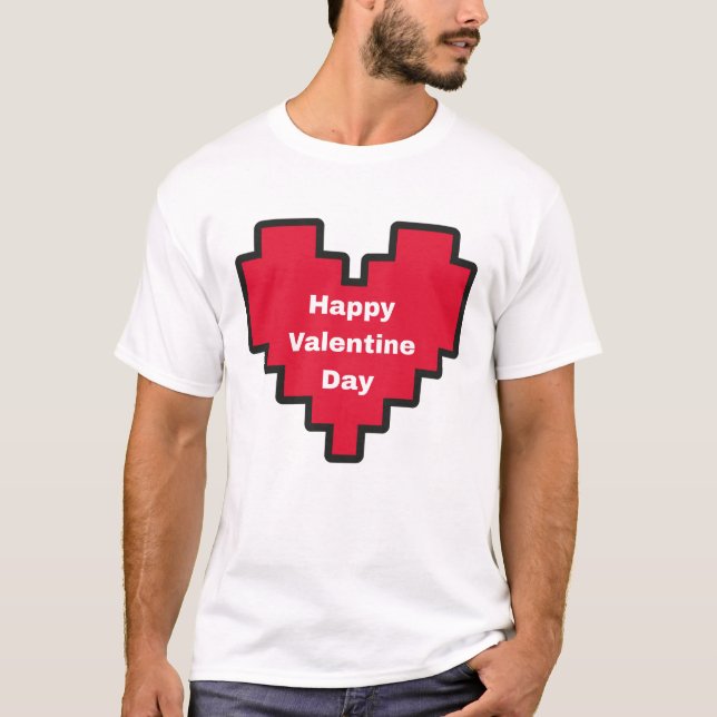 Happy Valentine's Day Is Written On Heart T-Shirt (Front)
