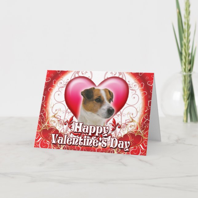 Happy Valentines Day Jack Russell Holiday Card (Front)