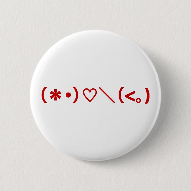 Happy Valentine's Day / Japanese Emoticons 6 Cm Round Badge (Front)