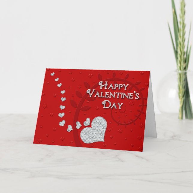 Happy Valentine's Day - Jewel Hearts Holiday Card (Front)