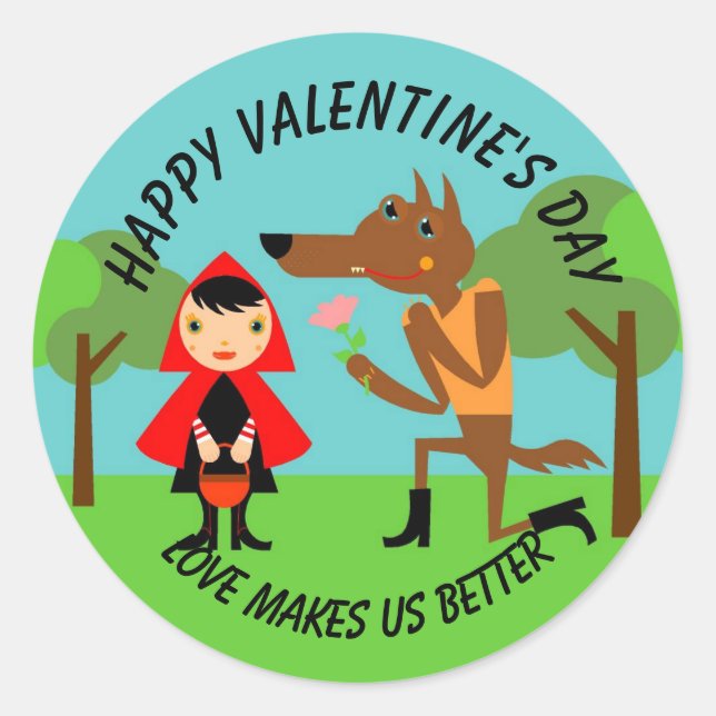 Happy Valentine's Day kids Classic Round Sticker (Front)