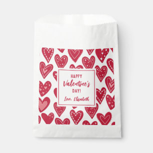 Happy Valentines Day Kids Classrooom Red Hearts Favour Bags