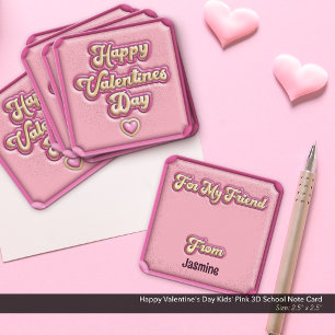 Happy Valentine's Day Kids' Pink 3D School Card