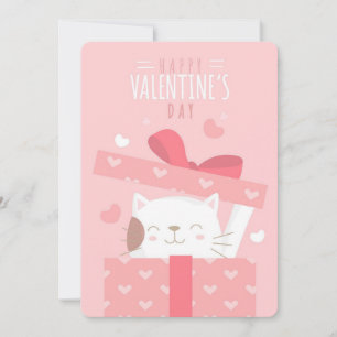 Happy Valentine's Day Kitten in a Box Holiday Card