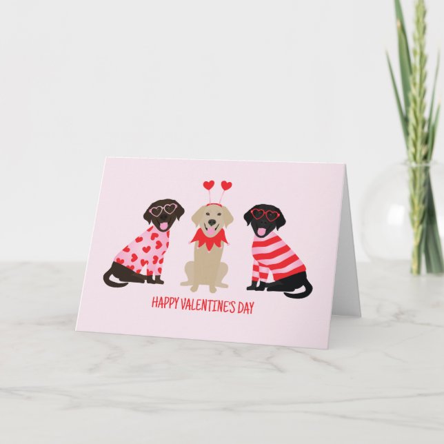 Happy Valentines Day Labrador Retriever Dogs Holiday Card (Front)