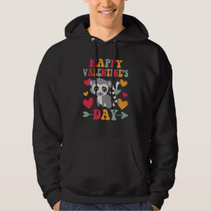 Happy Valentines Day Lemur Heart Love Groovy Hoodie