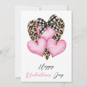 Happy Valentine's Day – Leopard Heart & Bow Card