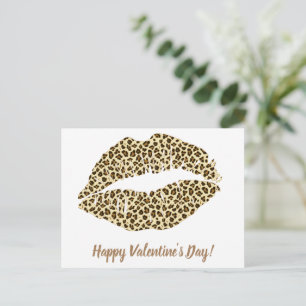Happy Valentine's Day! Leopard Kiss Postcard
