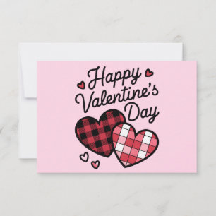 Happy Valentines Day Leopard Plaid Love Heart Thank You Card