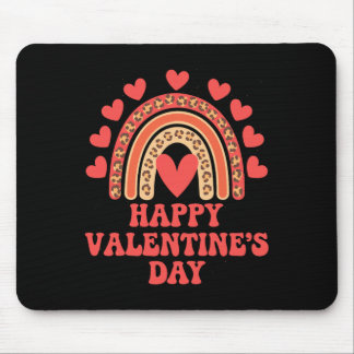 Happy Valentine's Day Leopard Rainbow Heart Valent Mouse Pad