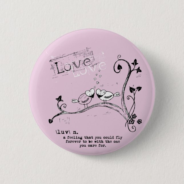 Happy Valentine's Day, Little Bird 6 Cm Round Badge (Front)