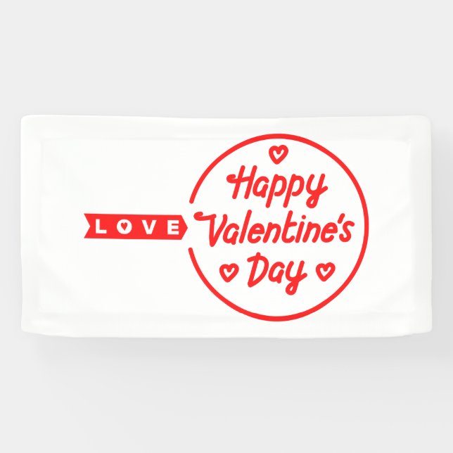 Happy Valentine's Day Love 1.6x3 Vinyl Banner (Horizontal)