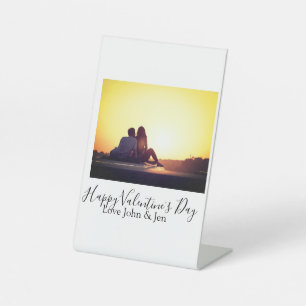 Happy Valentine's day love add name photo simple g Pedestal Sign