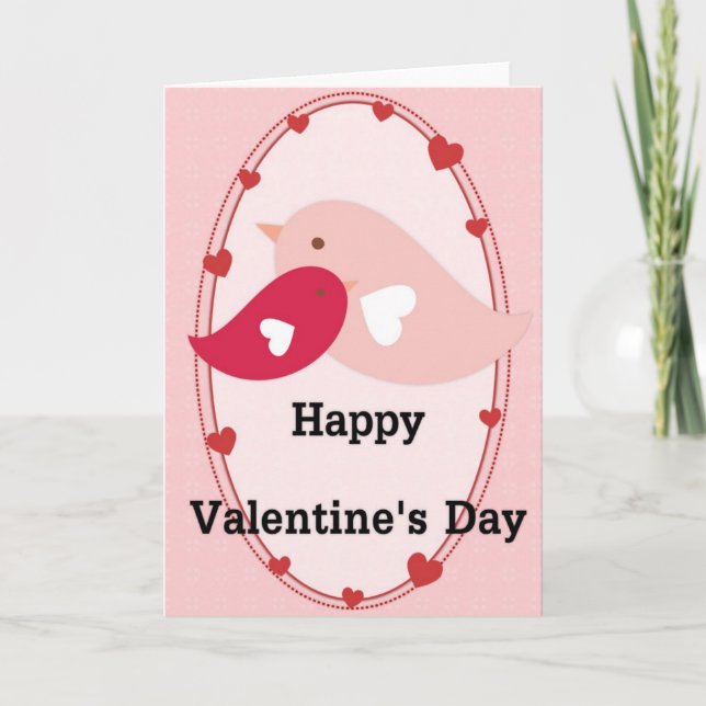 Happy Valentine's Day Love Birds Card d2 (Front)