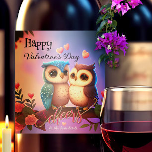 Happy Valentine's Day Love Birds Wine Label