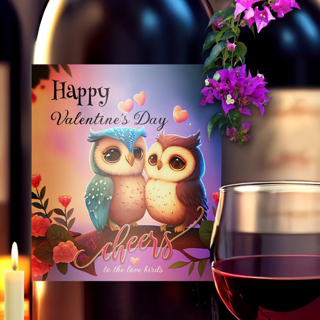 Happy Valentine's Day Love Birds Wine Label (Creator Uploaded)