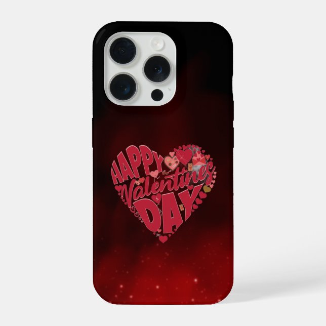 Happy Valentine's Day Love Heart iPhone Case (Back)