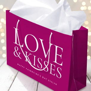 Happy Valentine's Day Love & Kisses Pink Gift Bag