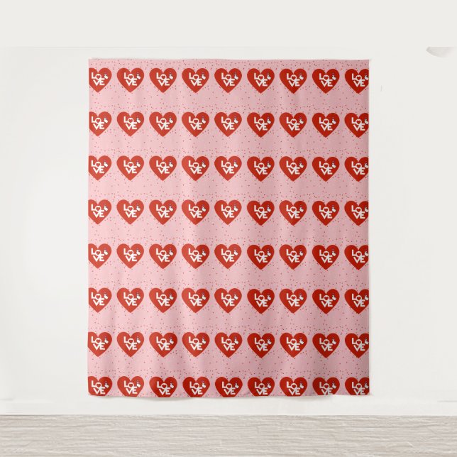 Happy  Valentine's Day  Love Pink  Tapestry (Front)