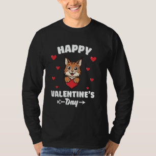 Happy Valentines Day Lynx Animal Lover Hearts T-Shirt