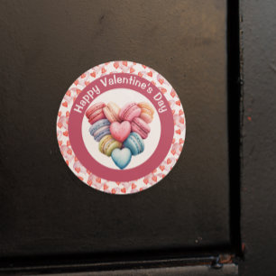 Happy Valentine's day Macaron Heart  Classic Round Sticker