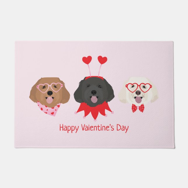 Happy Valentines Day Maltipoo Dogs Doormat (Front)