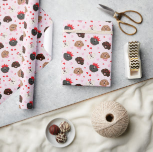 Happy Valentines Day Maltipoo Dogs Wrapping Paper
