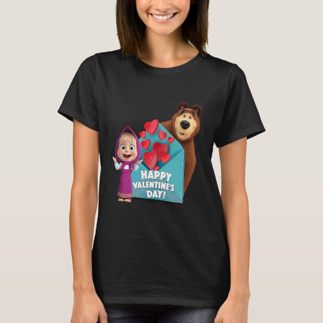 Happy Valentine's Day Masha and the Bear T-Shirt (Front)