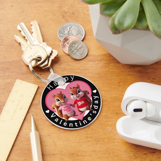 Happy Valentine's day metal Circle Keychain (Desk)