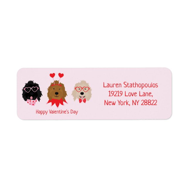 Happy Valentines Day Mini Goldendoodle Dogs (Front)
