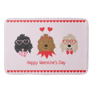 Happy Valentines Day Mini Goldendoodle Dogs Bath Mat
