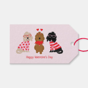 Happy Valentines Day Mini Goldendoodle Dogs Gift Tags