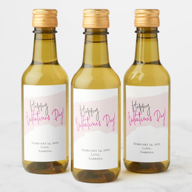 Happy Valentine's Day Mini Wine Labels (Bottles)
