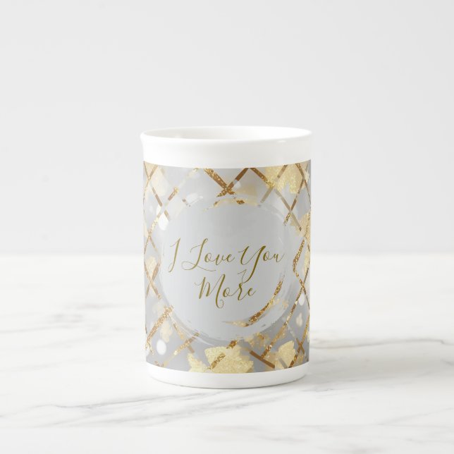 Happy Valentine's Day, Modern, Elegant Luxury  Bone China Mug (Front)