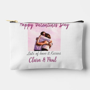 Happy Valentines day modern kisses love add name p Accessory Pouch