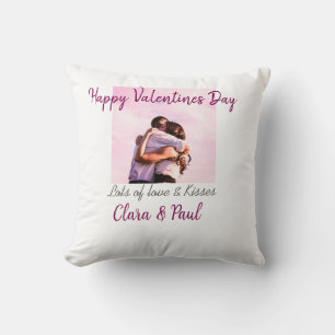 Happy Valentines day modern kisses love add name p Cushion