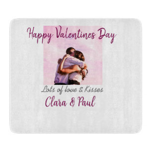 Happy Valentines day modern kisses love add name p Cutting Board