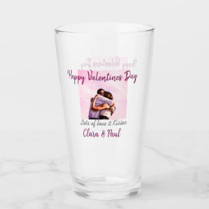 Happy Valentines day modern kisses love add name p Glass