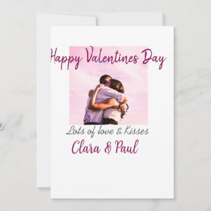 Happy Valentines day modern kisses love add name p Holiday Card