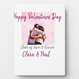 Happy Valentines day modern kisses love add name p Plaque