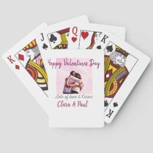 Happy Valentines day modern kisses love add name p Playing Cards