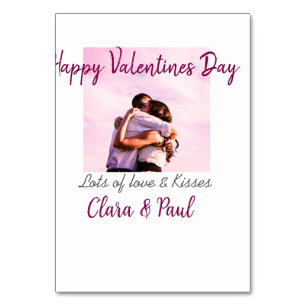 Happy Valentines day modern kisses love add name p Table Number