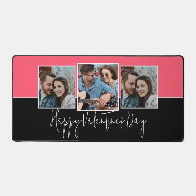 Happy Valentines Day Modern Script 3 Photo  Desk Mat (Front)