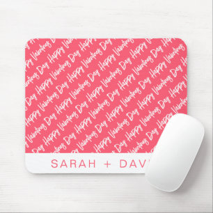 Happy Valentines Day Modern Script Pattern Mouse Pad