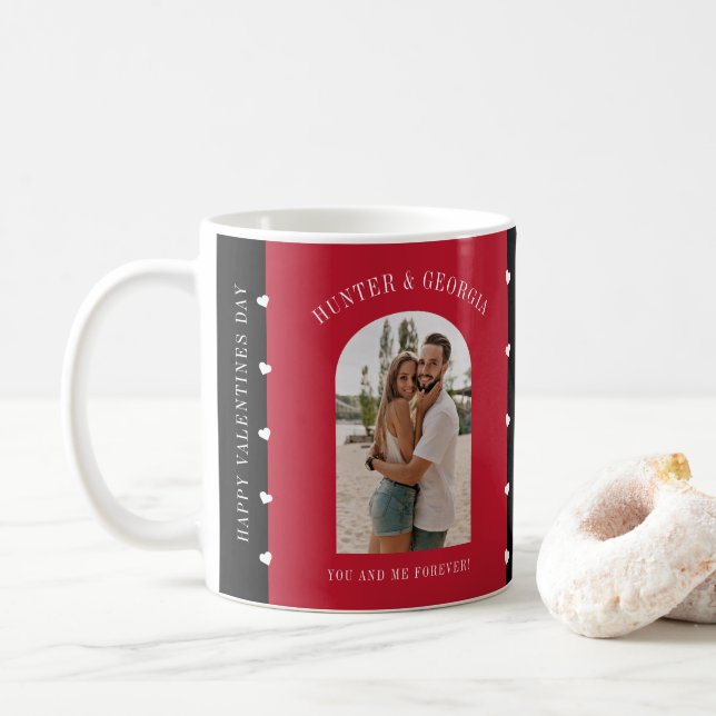 Happy Valentines day modern simple romantic photo Coffee Mug (With Donut)
