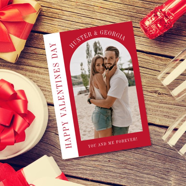 Happy Valentines day modern simple romantic photo Holiday Card (Creator Uploaded)