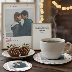Happy Valentines Day Modern Stylish Romantic Photo Coaster