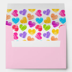 Happy Valentines Day Modern Vibrant Hearts Name Envelope
